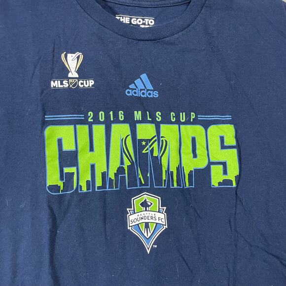 Seattle Sounders 2016 MLS Cup Champs Adidas Go-To Tee Blue T-Shirt - Size XL - Picture 3 of 5